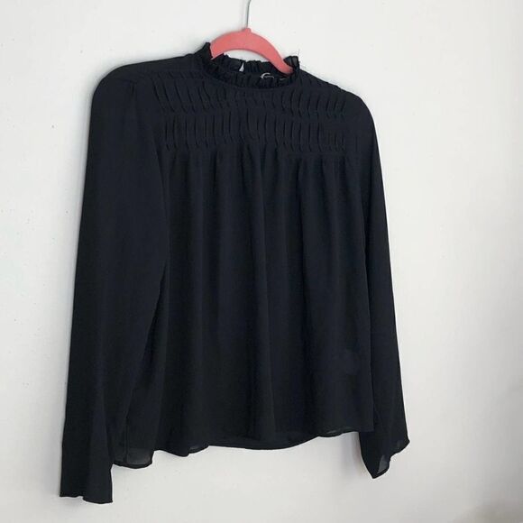 2/$20 Van Heusen Vintage High Neck Semi Sheer Smocked Blouse Size S - Picture 6 of 14